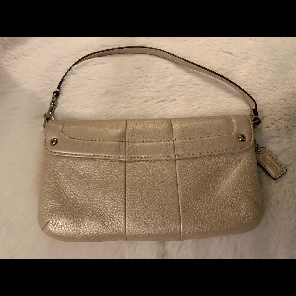 Coach Metallic Beige Leather Shoulder Bag - Picture 7 of 16